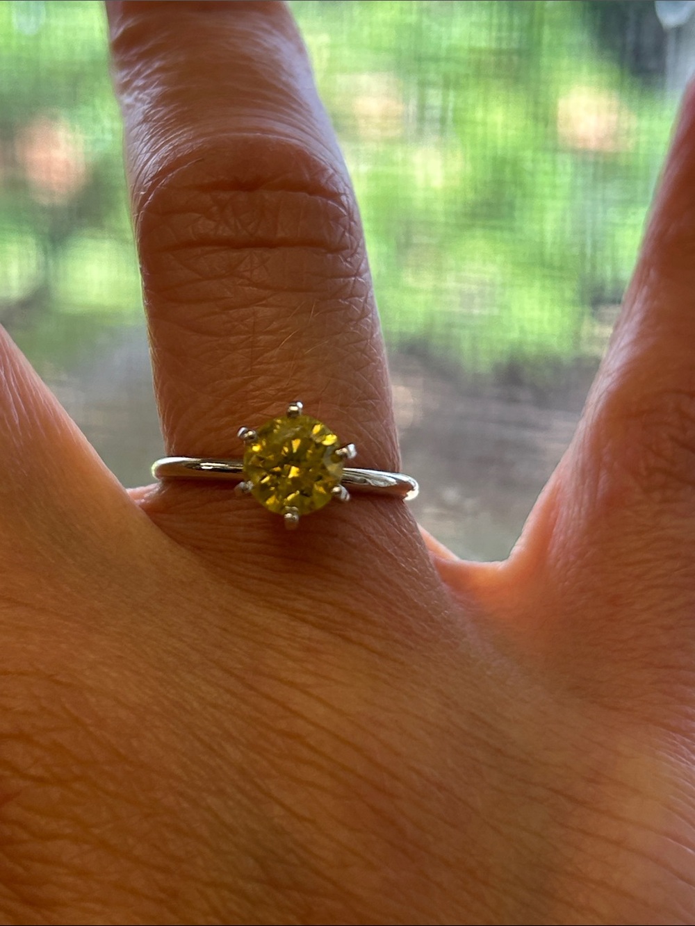 Yellow Diamond Solitaire Ring in white gold